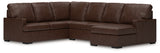 side view of McDowlan Coffee Leather sectional sofa with chaise