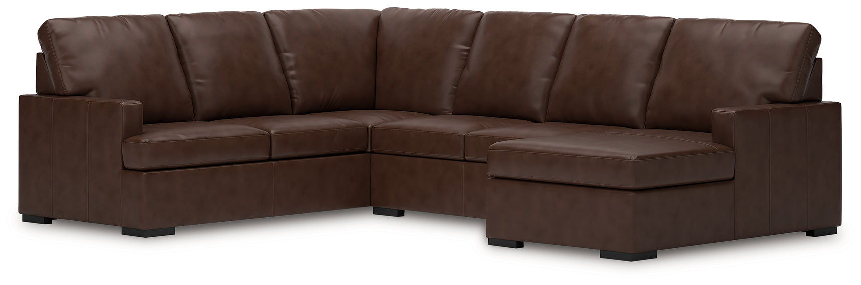 side view of McDowlan Coffee Leather sectional sofa with chaise