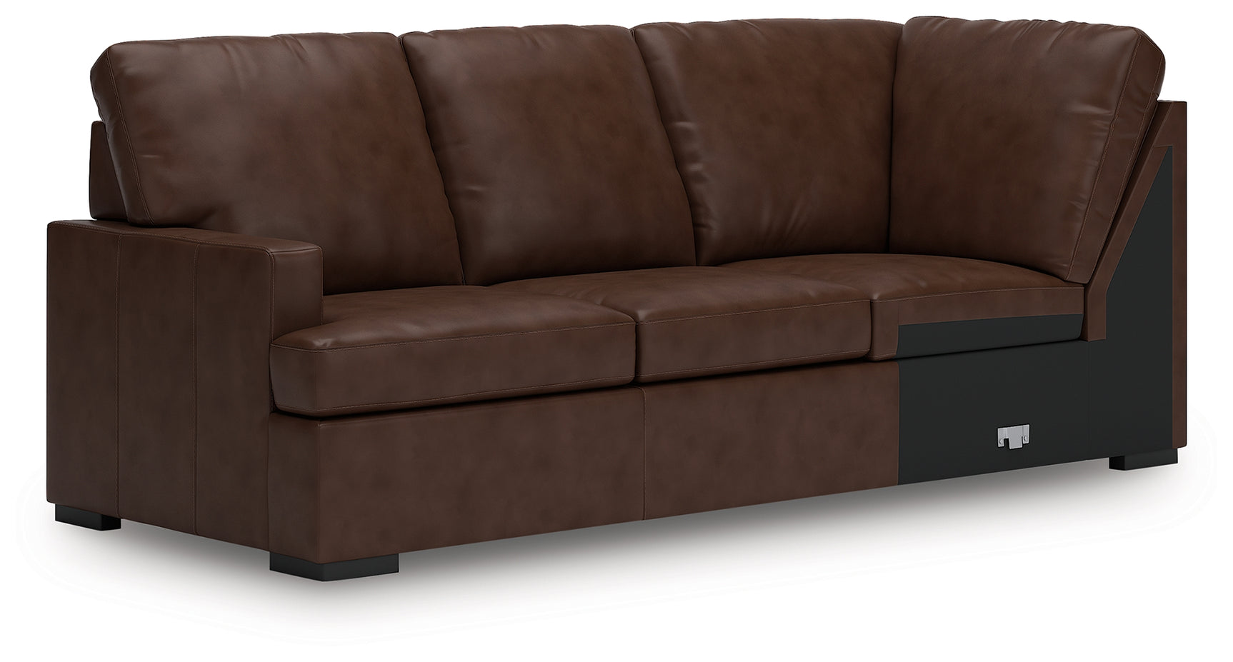 living room setting with McDowlan Coffee Leather sectional and chaise