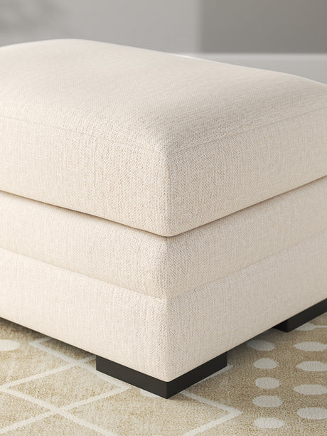 Detail of chenille fabric texture on Lango Ottoman