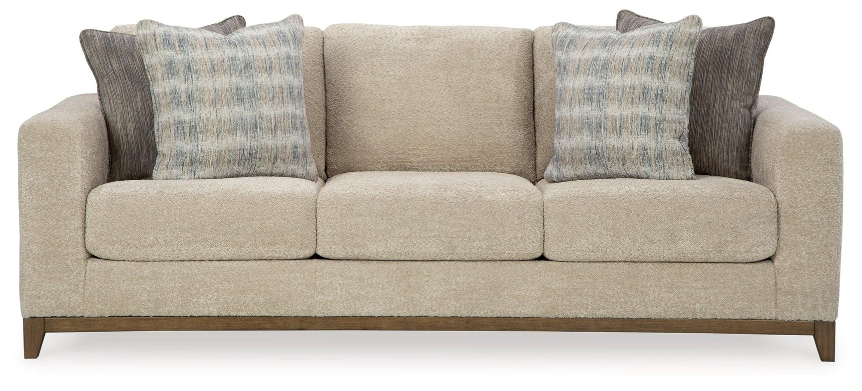 Parklynn Desert Chenille Sofa side view showing seating depth