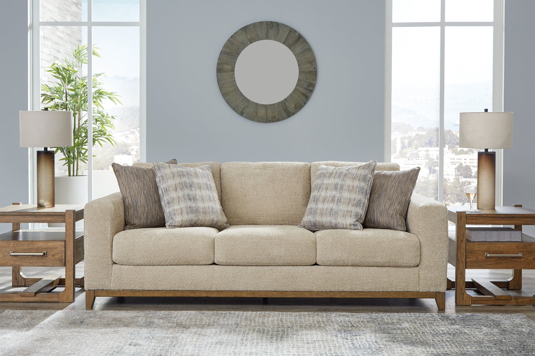 Parklynn Desert sofa, loveseat, chair, and ottoman set front view
