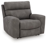 Next-Gen Durapella Slate Microfiber Power Recliner — angled view