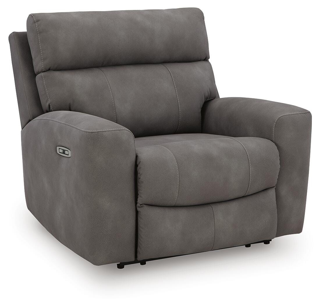 Next-Gen Durapella Slate Microfiber Power Recliner — angled view