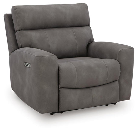 Next-Gen Durapella Slate Microfiber Power Recliner — angled view