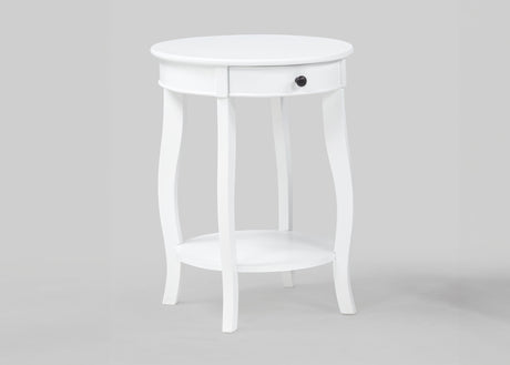 Jacie White Chairside Table from Decor Furniture
