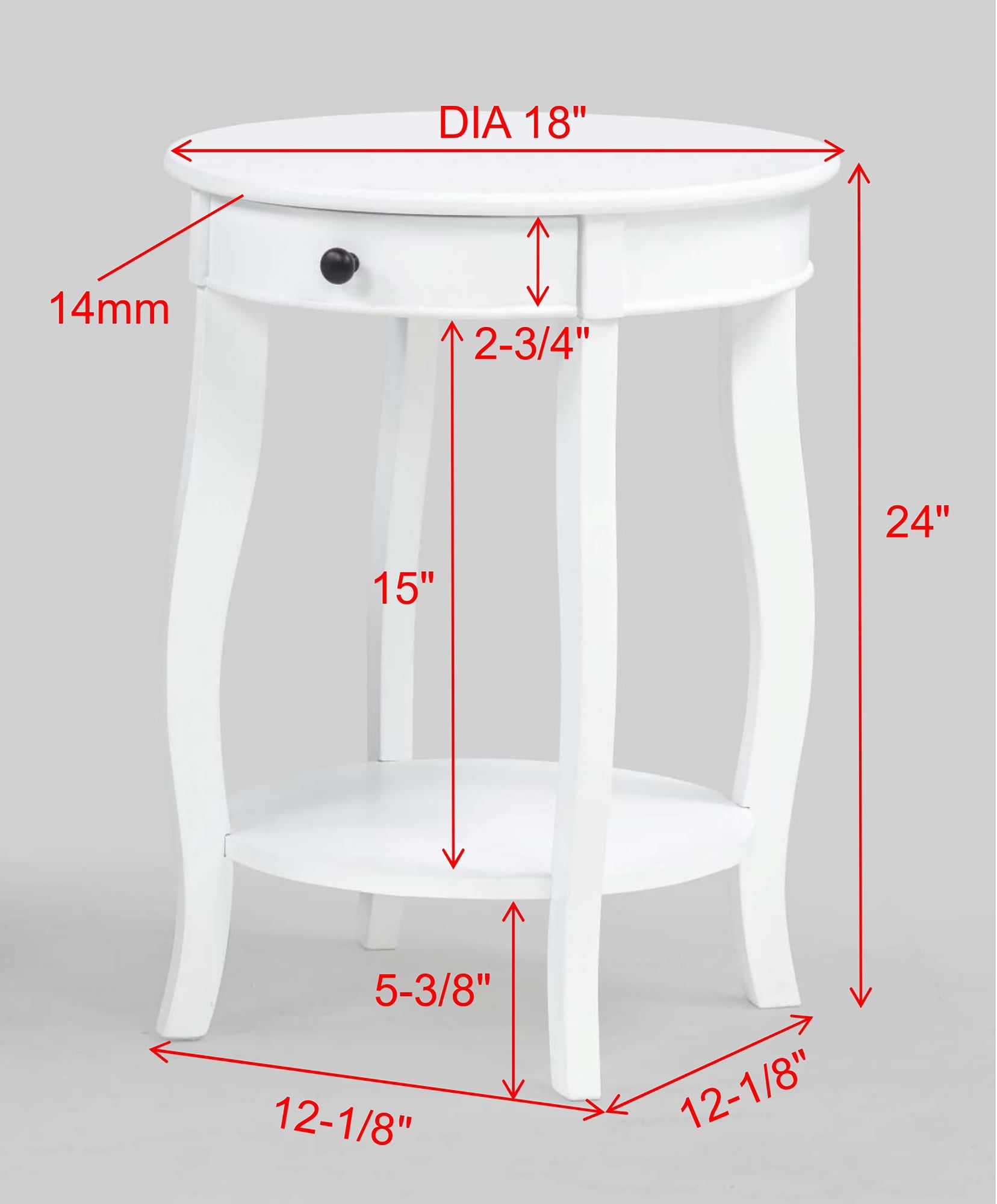 Jacie White Chairside Table view 2