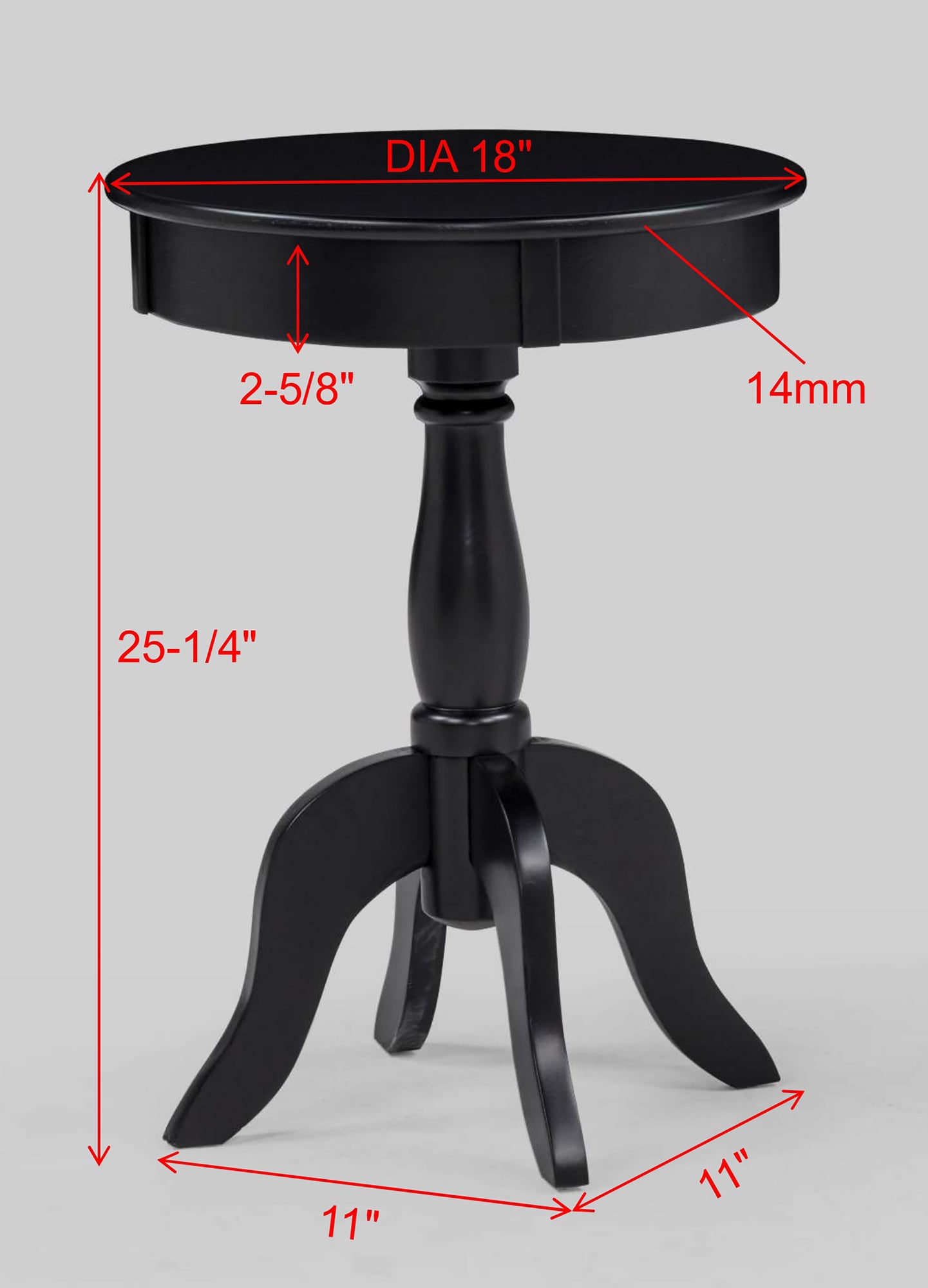 Romy Black Chairside Table view 2