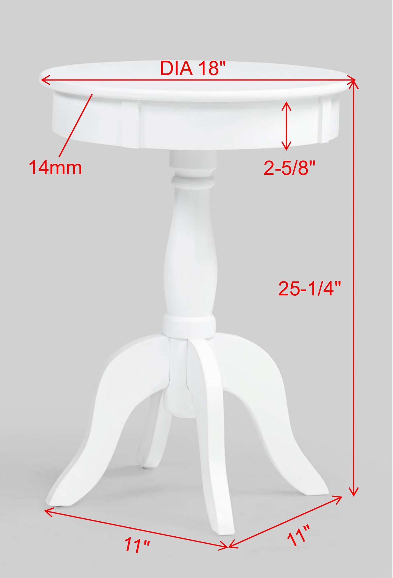 Romy White Chairside Table view 2