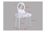 Vanity and stool showing white finish