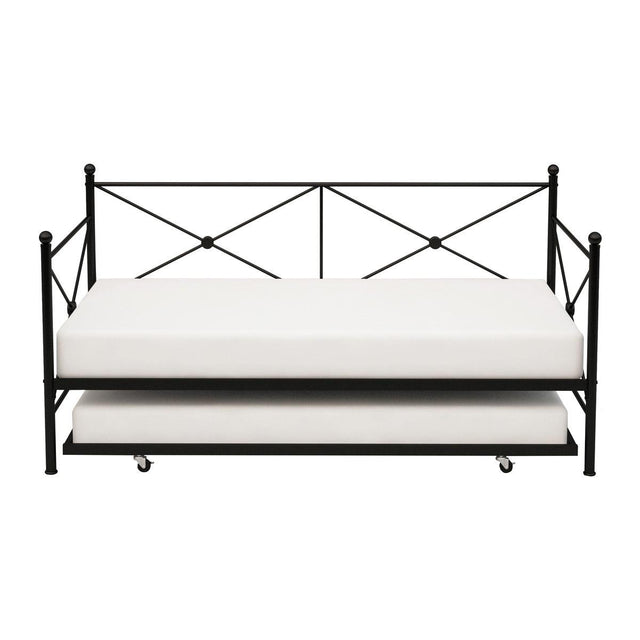 Jones Black Metal Daybed with Trundle front view