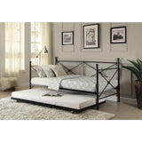 Jones Black Metal Daybed with Trundle trundle open