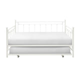 Lorena White Metal Daybed with pull-out trundle, front view