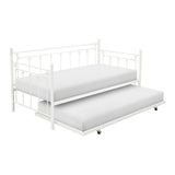 Lorena White Metal Daybed with trundle open, side angle