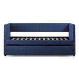 Therese blue upholstered daybed front view