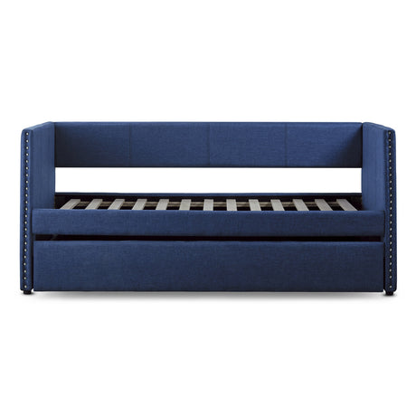 Therese blue upholstered daybed front view