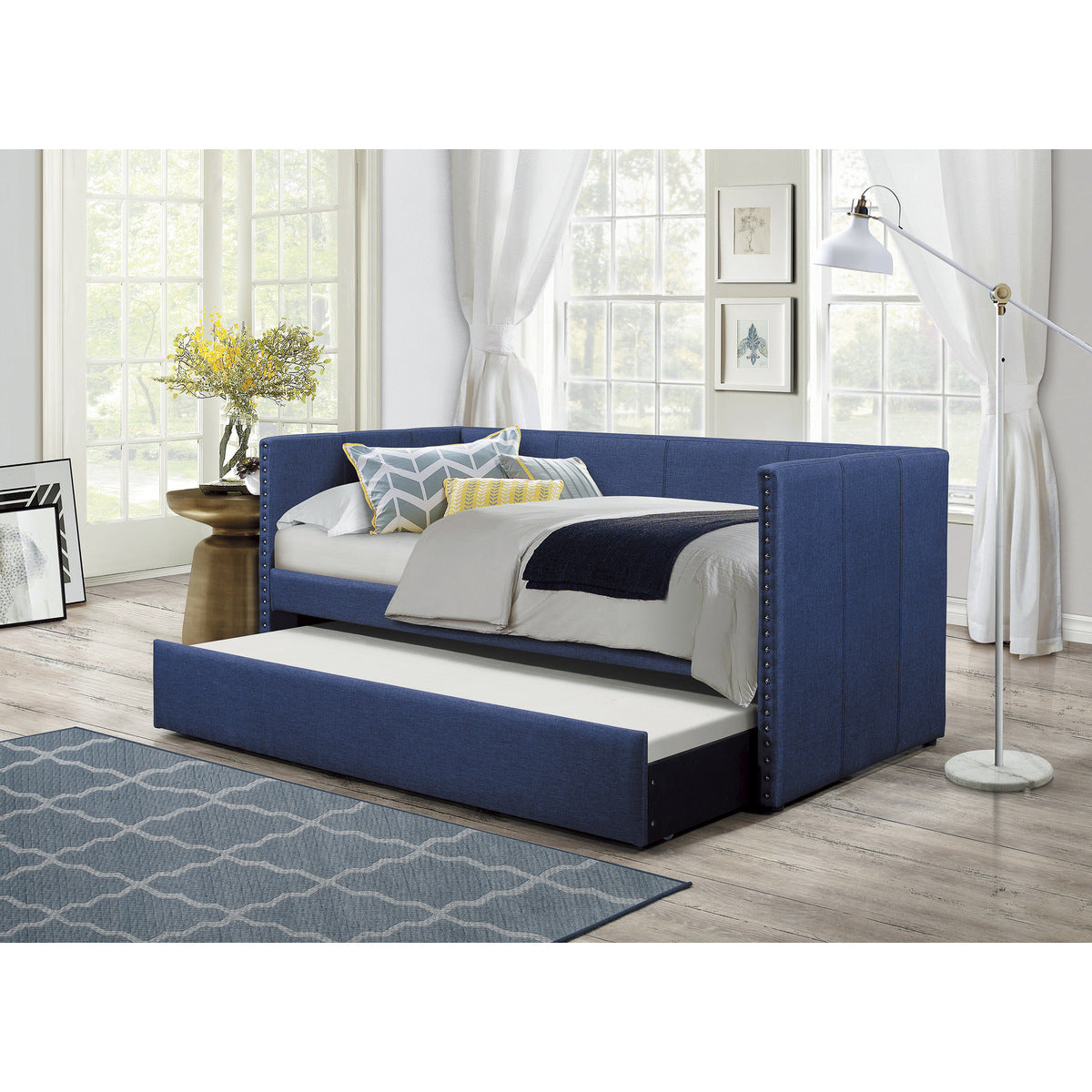Trundle bed open position with mattress