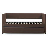 Therese daybed with chocolate brown upholstery front angle