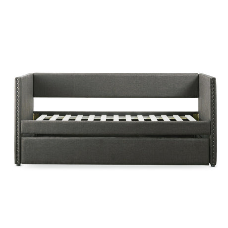 Therese gray upholstered daybed front view