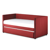 Red daybed with trundle pulled out