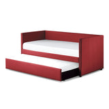 Trundle bed under red daybed pulled out