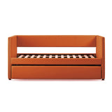 Orange upholstered daybed angled front view