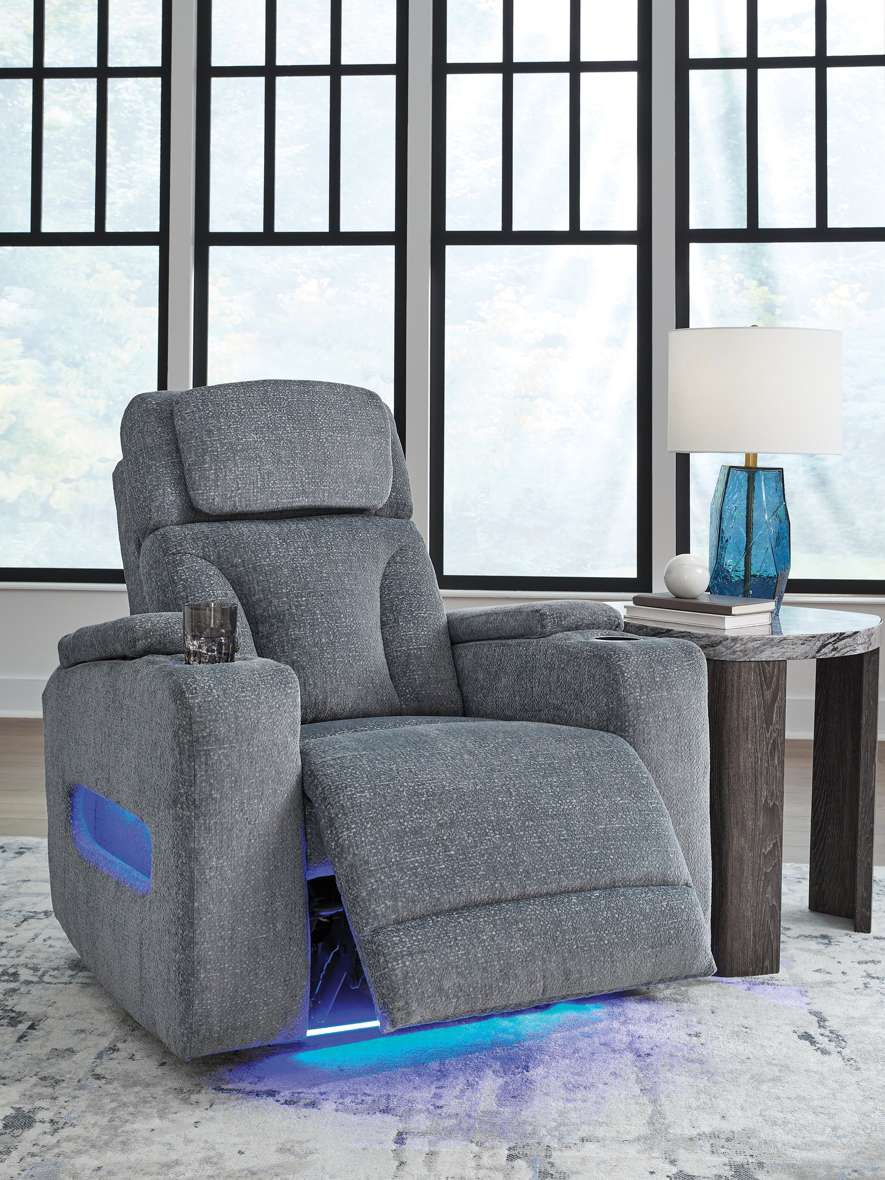 Studio Cave Steel Performance Fabric,Next-Gen Nuvella™,Chenille Power Recliner