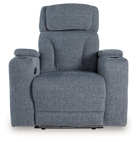 Close-up front view of Studio Cave Steel Power Recliner