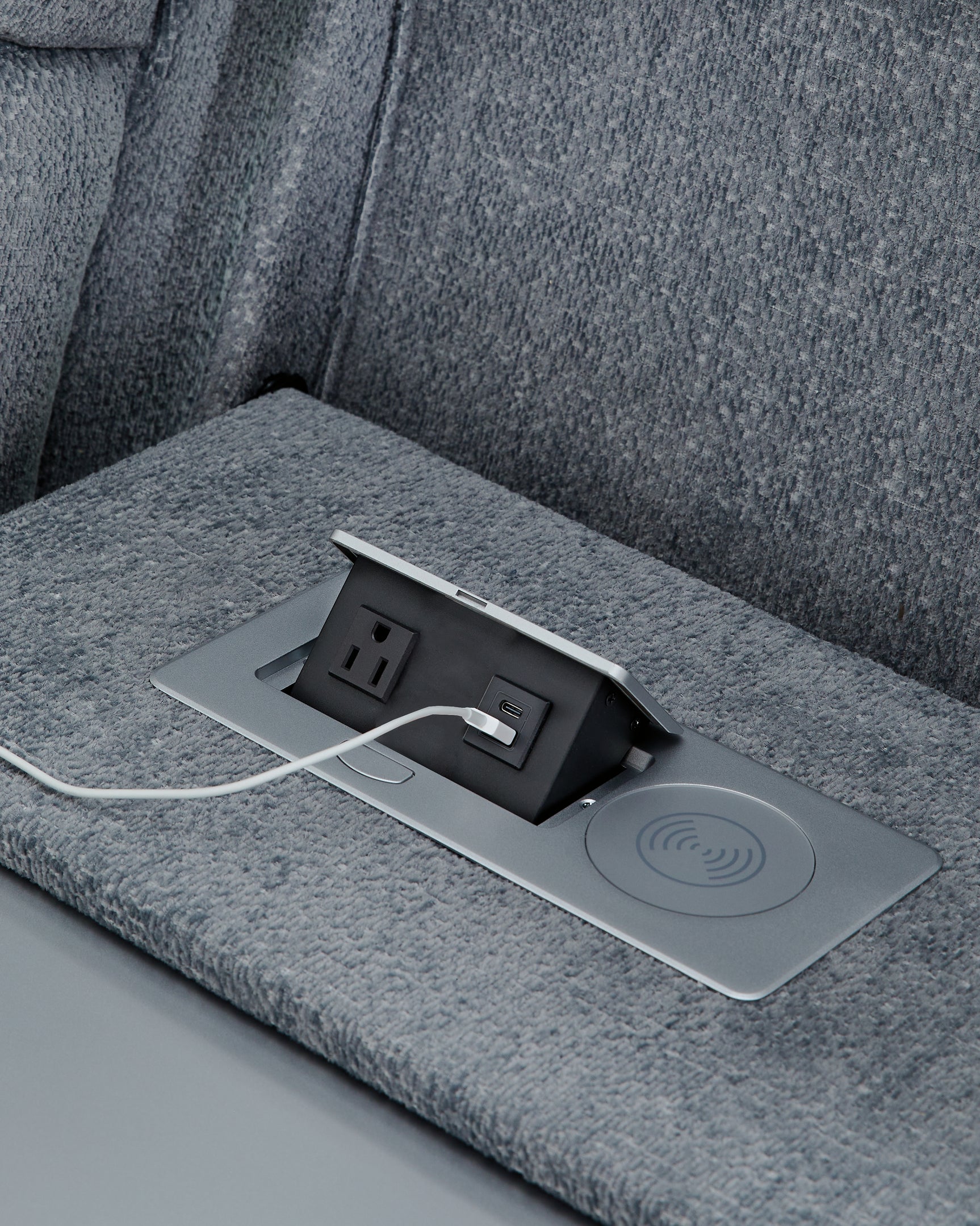 Studio Cave Steel Performance Fabric,Next-Gen Nuvella™,Chenille Power Reclining Sofa