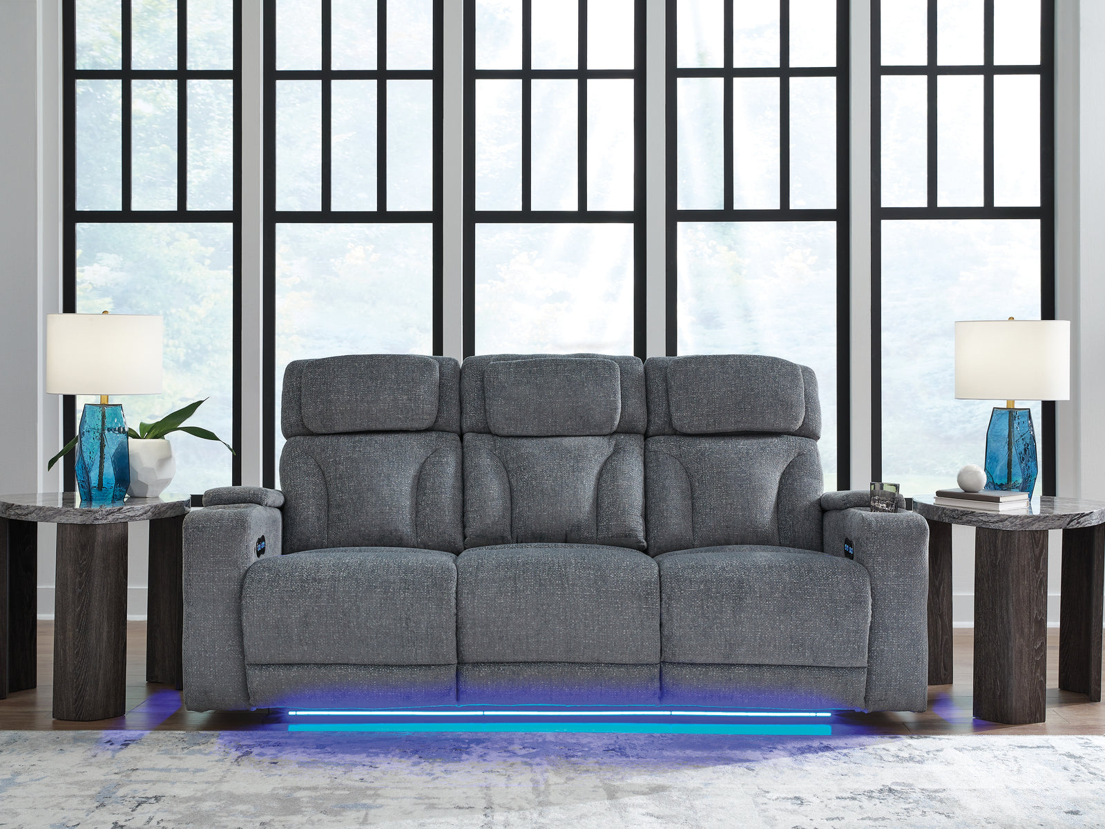 Studio Cave Steel Performance Fabric,Next-Gen Nuvella™,Chenille Power Reclining Sofa