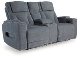 Studio Cave Steel Performance Fabric,Next-Gen Nuvella™,Chenille Power Reclining Loveseat with Console