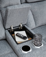 Studio Cave Steel Performance Fabric,Next-Gen Nuvella™,Chenille Power Reclining Loveseat with Console