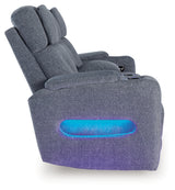 Studio Cave Steel Performance Fabric,Next-Gen Nuvella™,Chenille Power Reclining Loveseat with Console
