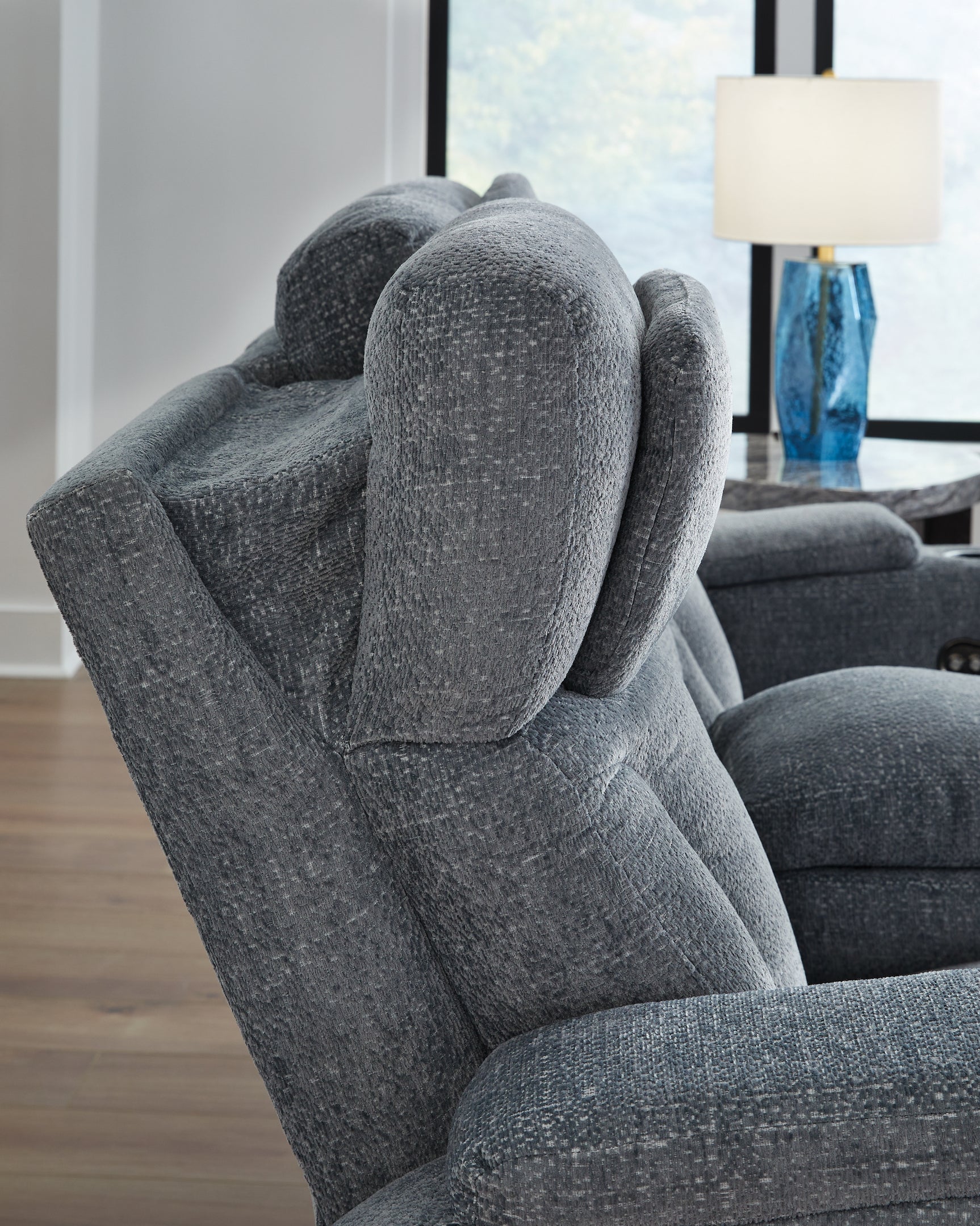 Studio Cave Steel Performance Fabric,Next-Gen Nuvella™,Chenille Power Reclining Loveseat with Console