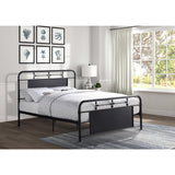 Blanchard Mottled Silver Metal Queen Platform Bed with tufted headboard