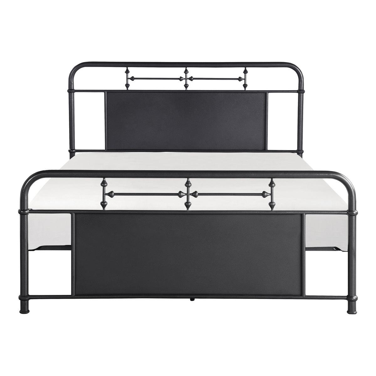 Blanchard Mottled Silver Metal Queen Platform Bed front angle
