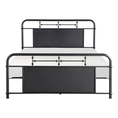 Blanchard Mottled Silver Metal Queen Platform Bed front angle