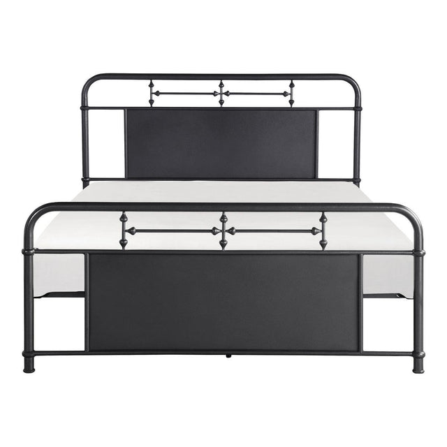 Blanchard Mottled Silver Metal Queen Platform Bed front angle
