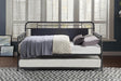 Side view of Blanchard Mottled Silver Metal Daybed with Trundle
