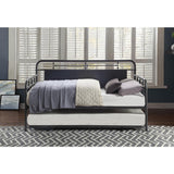Side view of Blanchard Mottled Silver Metal Daybed with Trundle