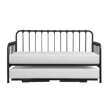 Black modern metal lift-up trundle daybed front angle