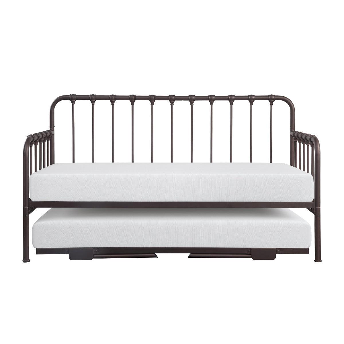 Constance Dark Bronze Metal Daybed with Lift-Up Trundle front view