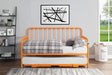 Side view of Constance Orange Metal Daybed with trundle