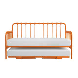 Constance Orange Metal Daybed front view with lift-up trundle