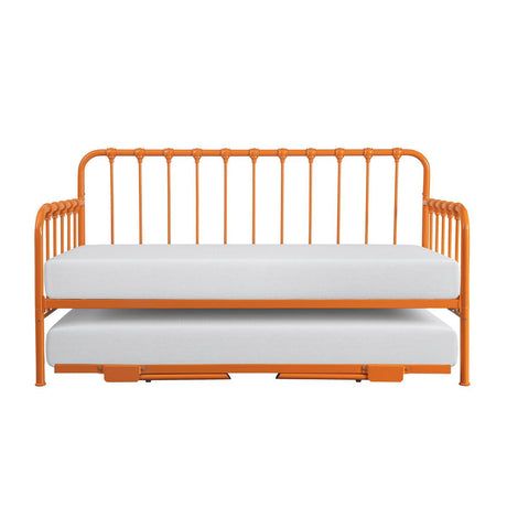 Constance Orange Metal Daybed front view with lift-up trundle