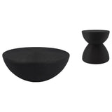 Macedo 2-Piece Transitional Round Rattan Coffee and End Table Set Black — product image 2