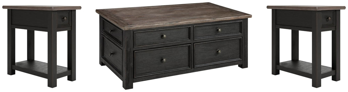 Tyler Grayish Brown/Black Coffee Table with 2 End Tables — product image 2