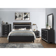 Front view of Bellante Black queen bedroom set with bed and dresser