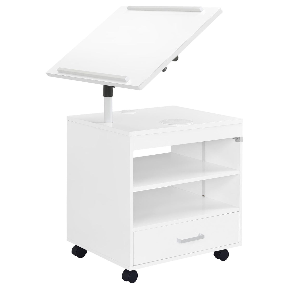 Lerma 1-Drawer Adjustable Tray Top Nightstand with Speaker White High Gloss — product image 6