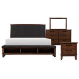 Brown Eastern Modern Traditional Upholstered Tufted Queen Panel Bedroom Set (1Qb,1ns,1dr,1mr) - Ella Furniture